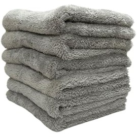 Microfiber Car Towels 16x16in - 6 Pack, 500gsm - Ultra-Absorbent, Lint-Free, Scratch-Free Cleaning & Detailing Cloths for Cars and Automobiles (Grey)