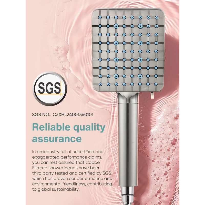 Cobbe Filtered Shower Head with Handheld, High Pressure 6 Spray