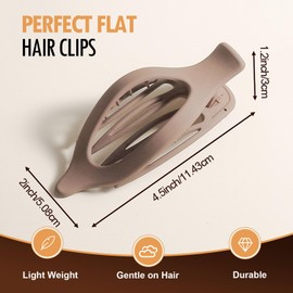 4 PCS Flat Hair Clips for Women Girls, Duckbill Hairclips Flat Claw Clips for Thick or Thin Hair, Side Slide Hair Claws Hair Styling Accessories for Daily Use (2x Coffee, 2x Khaki)