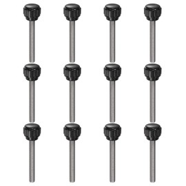sourcing map 12pcs Knurled Clamping Knobs M5 x 40mm Metric 304 Stainless Steel Male Thread Thumb Screw on Type 14mm Plastic Round Head Threaded Hand Bolt Stud Knobs Black