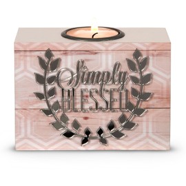 Pavilion Gift company 31024 Simply Blessed Tea Light Holder, Radiant Reflections, 4-1/2 by 3-1/4-Inch