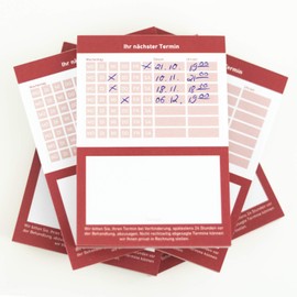 Treuekarten Appointment Pad, Appointment Notepad for Doctors, Beauticians, Hairdressers & Co - Pack of 10, DIN A7, Red, 50 Sheets per Pad