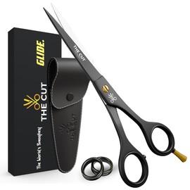 The Cut Factory® 6.5” Matte Black Luxury Hair Scissors – Ultra-Sharp High Carbon Steel Barber Shears for Men, Women & Kids – Gift-Boxed with Leather Pouch – Precision Cutting for Salon & Home