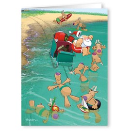 Stonehouse Collection | Lake Christmas Card | Cowabunga! Beach Christmas Card - 18 Cards & Envelopes
