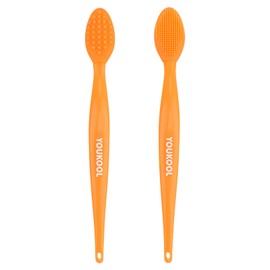 Pore Cleansing Silicone Facial Brush | Face Scrubber & Massager for Blackhead & Whitehead Removal, Sebum Reduction, Gentle Exfoliation & Clearer Skin | Suitable for All Skin Types,Orange,2pc