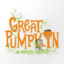 CafePress Snoopy Great Pumpkin Large Die Cut Sticker, 8.75" x 8.75" Clear