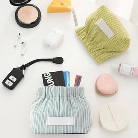 LVGPH 2PCS Corduroy Elastic Storage Bag Lipstick Bag Hair Tie Organizer Mini Bag for Purse Travel Portable Ladies Cosmetic Bag Toiletry Bag Organizer for Tote Handbag Toiletry Corduroy Organizer