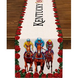 Nepnuser Kentucky Table Runner Run for The Roses Horse Racing Party Decoration Derby Day Home Kitchen Dining Room Decor (13" x 48")