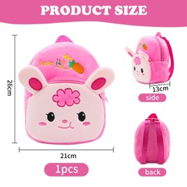CYNOSURETECH Pink Plush Cute Cartoon Backpack, Girls' School Travel Outdoor Backpack, 22*17*9Cm