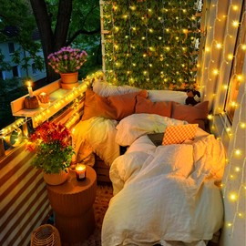 KNONEW Christmas String Lights Indoor Plug in,50FT 150LED Outdoor Waterproof Fairy Lights,8 Lighting Modes,Timer Memory Function for Bedroom Patio Balcony Party (Warm White)