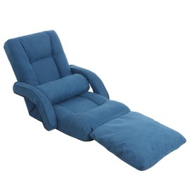 DeeLyan Foldable Lazy Sofa Bed 14-Position Adjustable Comfy Floor Chair Chaise Lounge with Armrests and Pillow with Gaming Recliner for Adults Kids with Foot Rest Futon Sofa (Blue)