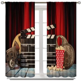 Vintage Movie Theater Window Curtains Clapper Cortinas para Sala Home Curtains 42x45in