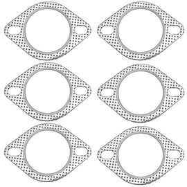 IONPSHG 6 Pcs Car Exhaust Gasket Standard 3" 2-Bolt Exhaust Flange Gasket Replaces OEM#120-06310-0002 Standard Exhaust Manifold Gasket Aluminium Alloy High Temp Gasket Material Car Accessories