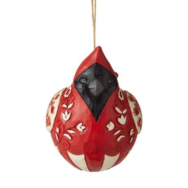 Enesco Jim Shore Heartwood Creek Nordic Noel Roly Poly Cardenal Ornamento Colgante, 8,9 cm de Alto, Blanco Sucio, Negro, Gris, Rojo