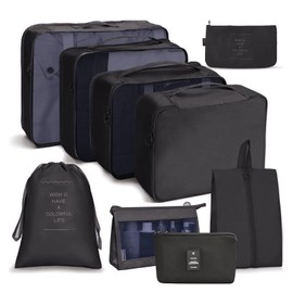 OSDUE Travel Packing Cubes, 9pcs Suitcase Organizer Set, Luggage Organiser Waterproof Suitcase Essential Bag, Packing Cubes for Suitcase Travel Accessories
