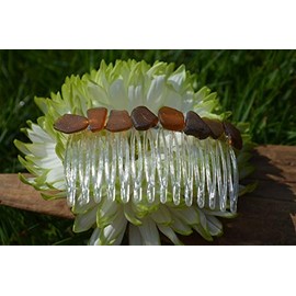 Surf Tumbled Brown Sea Glass Hair Comb