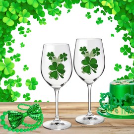 BANBERRY DESIGNS Shamrock Wine Glass - Set of 2 - Stemmed Irish Wine Glasses - Irish Cheer - St. Patrick's Day Accessories - 12 oz
