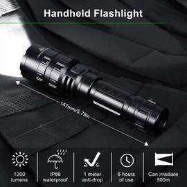 APLOS F01 LED Flashlights Rechargeable - 1200 Lumens Bright Flashlight, 5 Modes Powerful Emergency Flashlights, Mid-Size Tactical Flashlight High Lumens for Emergency Outdoor Home Camping Hiking