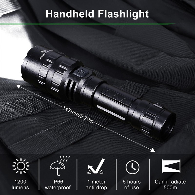 APLOS F01 LED Flashlights Rechargeable - 1200 Lumens Bright Flashlight,