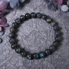 Unbranded Natural Cat Eye Black Labradorite Blue Sheen Beaded Crystal