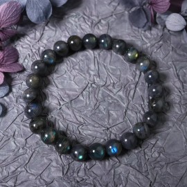 Unbranded Natural Cat Eye Black Labradorite Blue Sheen Beaded Crystal Healing Bracelet