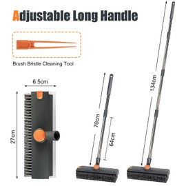 Floor Scrubbing Brush Heavy-Duty with Handle - INCIKITI 3 In 1 Carpet Scrubbing Brush of 360° Rotation Head, Adjustable Angled Bristle Floor Brush Scrubber, Floor Brush Scrubber for Cleaning Kitchen
