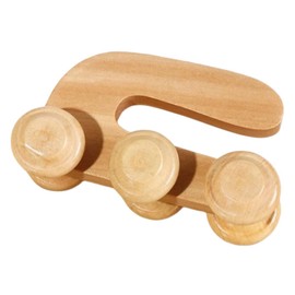 FRCOLOR U-shaped Massager Wooden Neck Back Roller Handheld Massage Tool for Muscle Relief