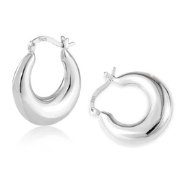 ALEXCRAFT Chunky Silver Hoop Earrings for Women Hypoallergenic Thick Hoops Earrings Silver