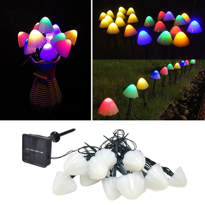 Mushroom Shaped Solar Light String Waterproof Dustproof Landscape Light with