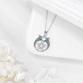 JERWLI Witch Pentagram Necklace for Women 925 Sterling Sliver Pentacle Hecate Necklace Witchy Jewelry for women