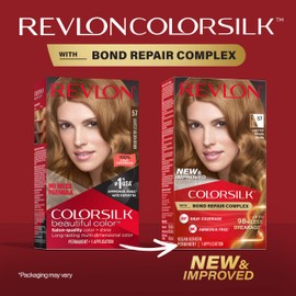 Revlon ColorSilk with Bond Repair Complex, Permanent Hair Color, 100% Gray Coverage, Ammonia Free Hair Dye, Vegan Keratin, 57 Lightest Golden Brown (Pack of 3)