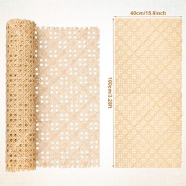 SAVITA Cane Rattan Webbing Roll, 3.28ft x 15.8 inch Woven Open Mesh Cane Natural Rattan Webbing Rattan Webbing for Caning Projects Wide Rattan for DIY Crafts Cabinet Chair Furniture