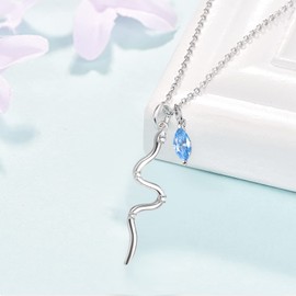 PRAYMOS Snake Pendant Chains 925 Sterling Silver Gothic Necklace Zirconia Punk Jewellery Birthday Gifts for Women Mother Daughter 18 inches + 2 inches Adjustable Chain, Sterling Silver, Cubic Zirconia