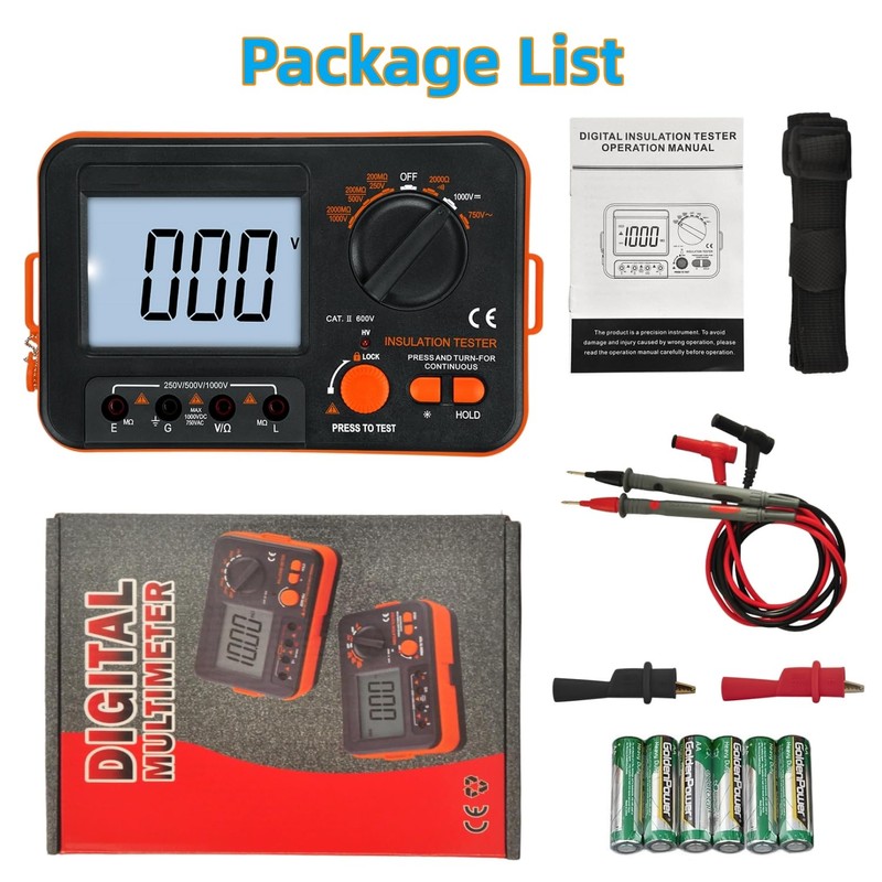 Megohmmeter, WapoRich Digital Insulation Resistance Tester 2000MΩ Megohm Meter with
