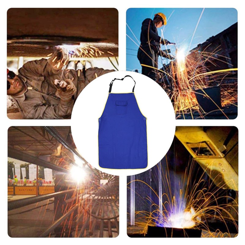 Fire Retardant Apron Adjustable Buckle Flame Retardant Apron Blue Welding