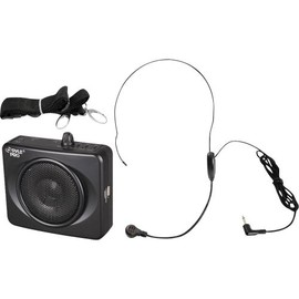 Portable Waist-Band PA Speaker System - Compact Voice Amplifier and Headset Microphone Set with Built-in Rechargeable Battery, MP3/USB Playback, AUX, Power Adapter, Strap, Belt Clip - Pyle PWMA60UB