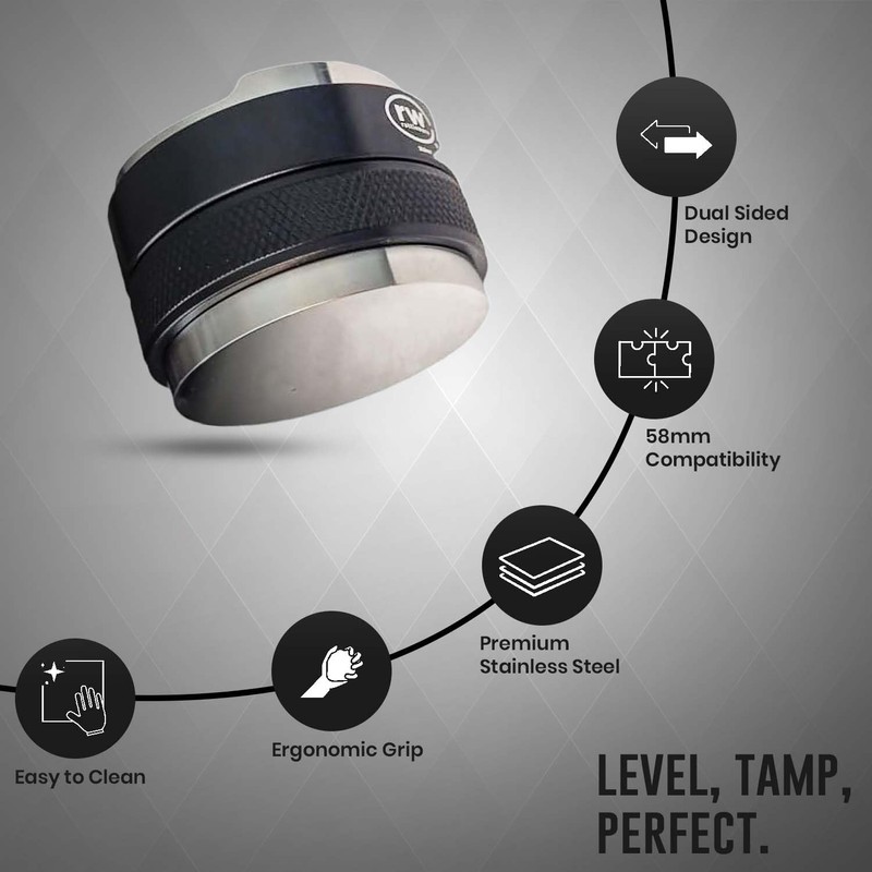 Rattleware 58mm Double-Sided Tamper for Espresso Machines - Versatile Stainless