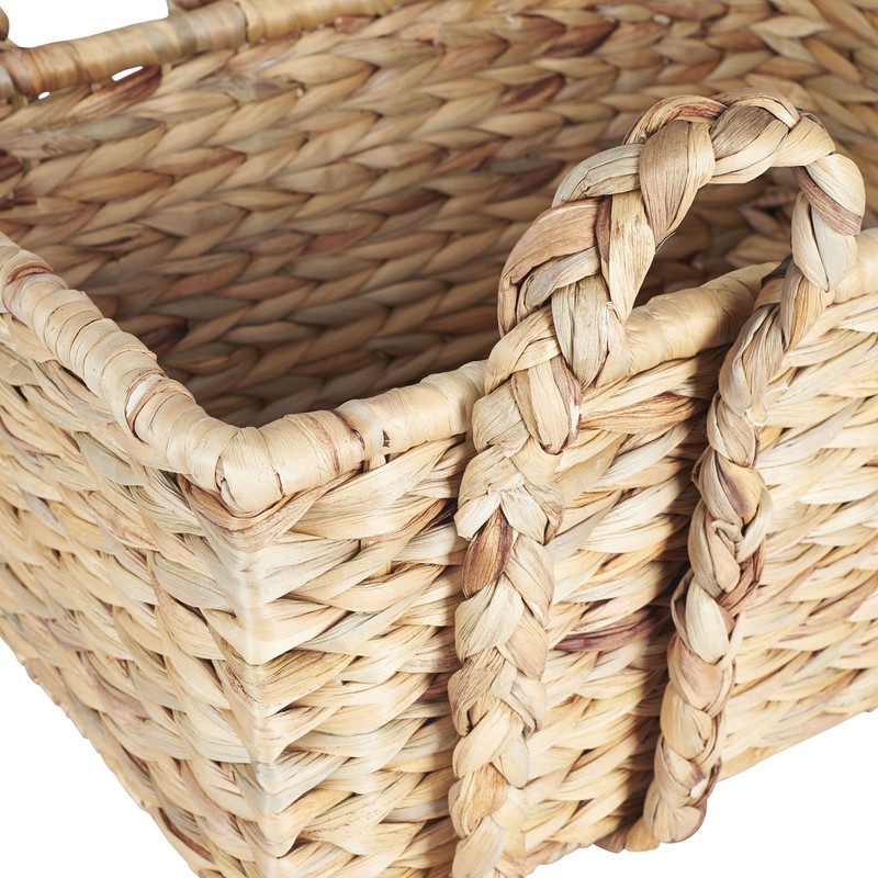 Household Essentials Large Rectangular Floor Storage Basket with Braided Handles,