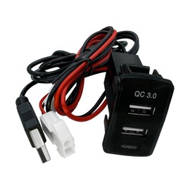 LONNIK USB Port + Audio Parts for Honda Cars 5V/2.4A 9V/1.67A 12V/1.3A USB Car Charger Adapter QC3.0 Fast Charging with LED Lighting Function (1.0 x 1.6 inches (26 x 42 mm)