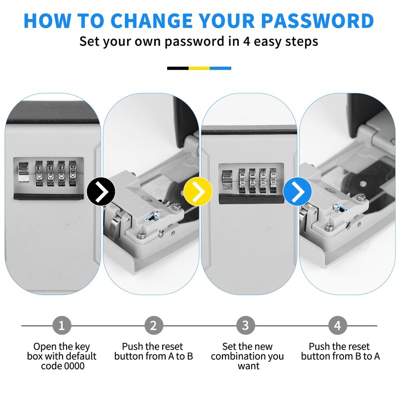 DBREAKS Key Cabinet with Combination Code, Weatherproof Key Safe Wall