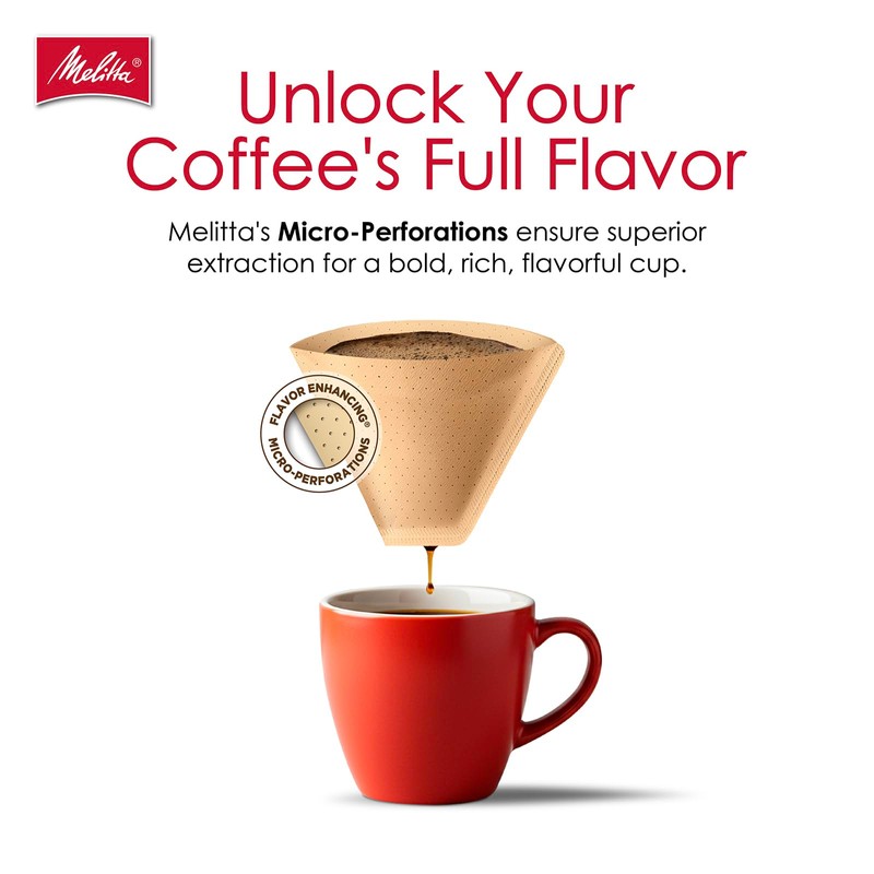 Melitta #2 Cone Coffee Filters, Natural Brown, 100 Count (Pack