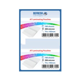 Refresh Cartridges - Laminating Pouches A7 (80x111mm) 250 Micron Pack of 100 Sheets