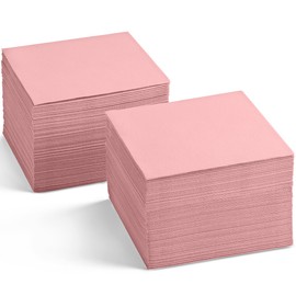 Disposable Linen-Feel Cocktail Napkins, 200-Pack 5" x 5" LIGHT PINK Paper Beverage Napkins For Bar, Restaurant And Café, Dessert Napkins For Party, Wedding Or Event