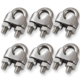 Cozihom 3/8 Inch M10 Wire Rope Cable Clip Clamp, 304 Stainless Steel, U Bolt Saddle Fastener, Pack of 6