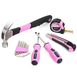 FASTPRO 14-Piece Pink Tool Kit, Hand Tool Set for women, Household Tools for Home Maintenance & Repairing，DIY Tools with Small Tool Bag