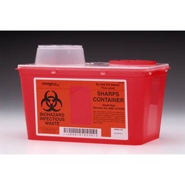 Kendall 8881676285 Monoject Sharps-A-Gator Chimney-Top Sharps Biohazard Waste Container, 8 qt Capacity, 10-71/128" Length x 6-3/4" Width x 10-113/128" Height, Medium, Red (Case of 20)