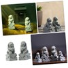 Cabilock 1pair Mini Chinese Lion Statues Lifelike Decor Elegant Desktop