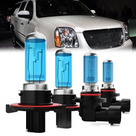 LECCIBUB Headlight Bulbs Compatible With GMC Yukon Hybrid 2008-2013, H13 High Low Beam + 9145 Fog Lights Halogen Light Bulb Combo, Super Bright 6000K White, Plug and Play, Pack of 4