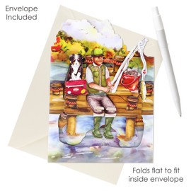 SANTORO Swing Card, 3D Pop Up Greeting Card - Fishing - For Him, For Dad, Birthday, Fathers Day