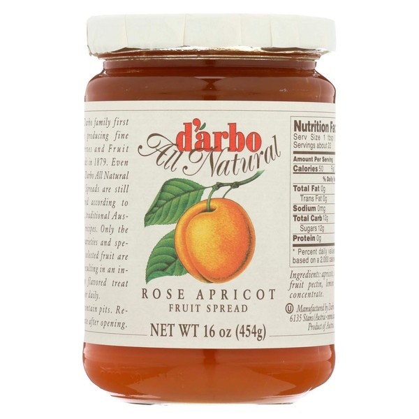 D'Arbo Rose Apricot Fruit Spread, (Pack of 6)